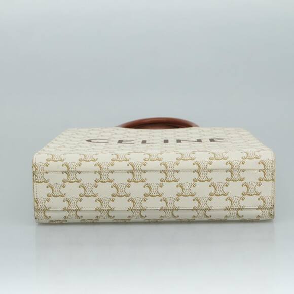 CELINE Triomphe Small Vertical Cabas Tote Bag Pvc Leather White - Picture 5 of 12